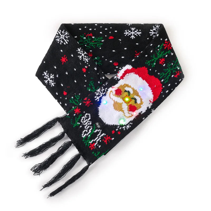 Christmas LED Scarf - Knitted Multicolor Light-Up Scarf for Kids and Adults