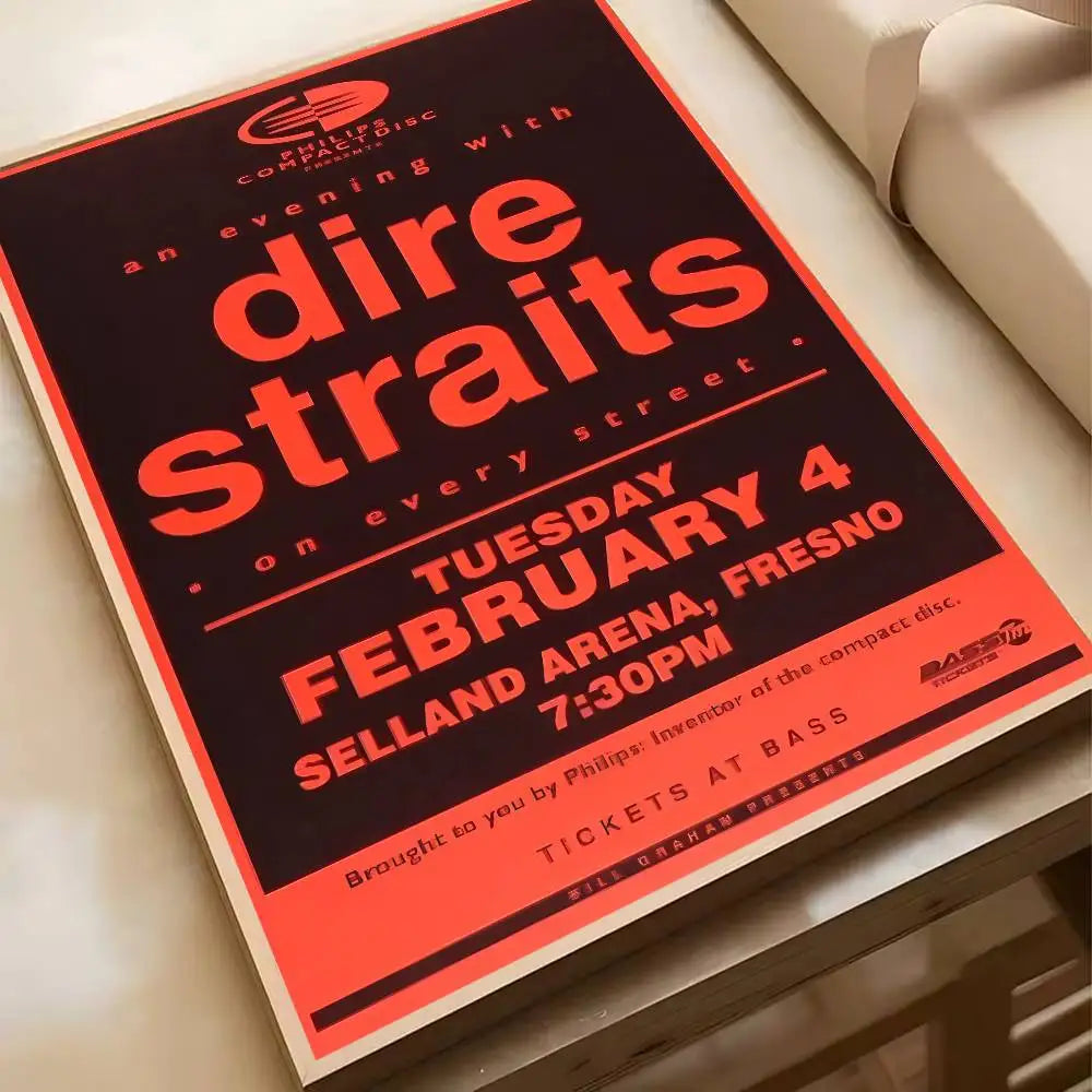 Singer D-Dire S-Straits Rock Band Poster Waterproof HD Art Wall Decal Self-Adhesive Print. Aesthetic Home Room Decor for Living