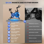 Formill QK116 Indoor Magnetic Spinning Bike, 6KG Flywheel Home Exercise Bike with LCD Display, Adjustable Resistance, Quiet Belt