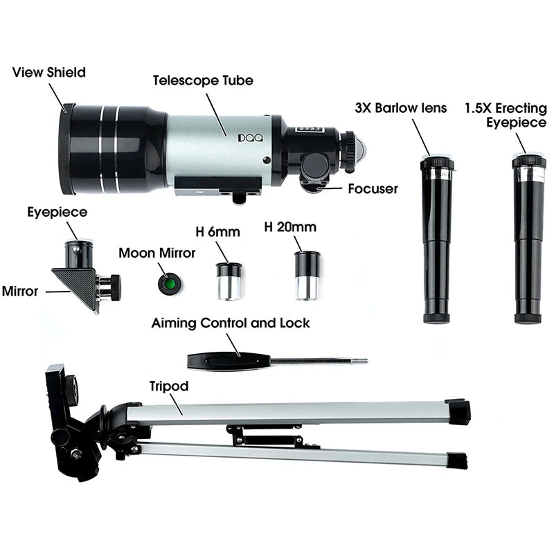 Professional Astronomical Telescope F30070 F36050 Monocular High Power 150x Zoom Portable with Tripod for Moon Stars Watching