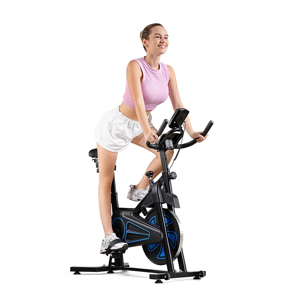 Formill QK116 Indoor Magnetic Spinning Bike, 6KG Flywheel Home Exercise Bike with LCD Display, Adjustable Resistance, Quiet Belt