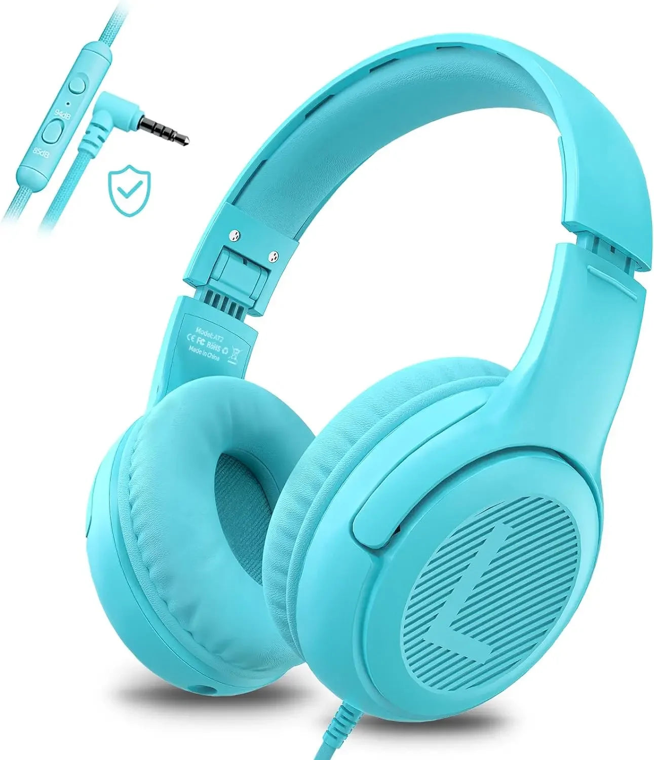 1/2/3Pcs AWATRUE AT2 Kids Headphones Wired Toddler Headsets with Mic Over-Ear Headphone Foldable on-Ear Design for PC,Laptop