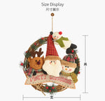 Christmas Vine Ring Wreath Cartoon Santa Claus Elk Snowman Rattan Xmas Wreath Hanging Pendant Noel Navidad Merry Christmas Decor