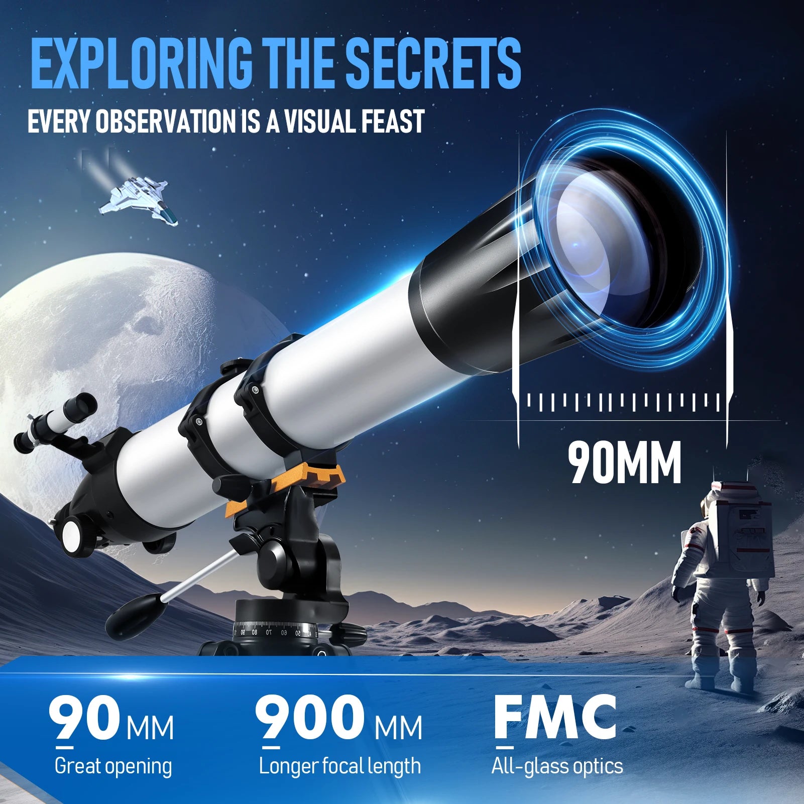 Astronomical Telescope With Finderscope 675 Time Zoom High-definition Moon Viewing Telescope With Phone Rack Refractor Telescope