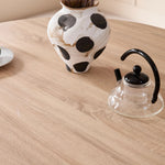 Modern Minimalist Round Dining Table with Slatted Cylindrical Base, For 4-6 People，For Kitchen, Dining Room & Living Space