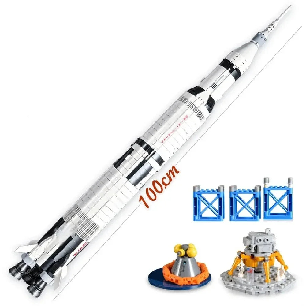 1969 pieces Apollo Saturn 5 Model Building Blocks Space Rocket Series Set Assembled Toys Children's Birthday Gifts 92176