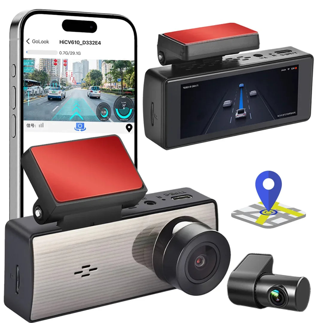 4K HD Dual Lens Dash Cam Car DashCam 3.16 IPS Screen 2K 1080P Camera Recording WiFi GPS Parking Monitoring ADAS Loop Recording