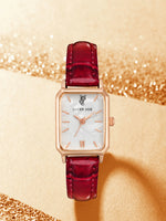 LUCKY FOX Women Watches Fashion Green Square Leather Quartz Watch Luxury Ladies Wristwatch Girlfriend Gift