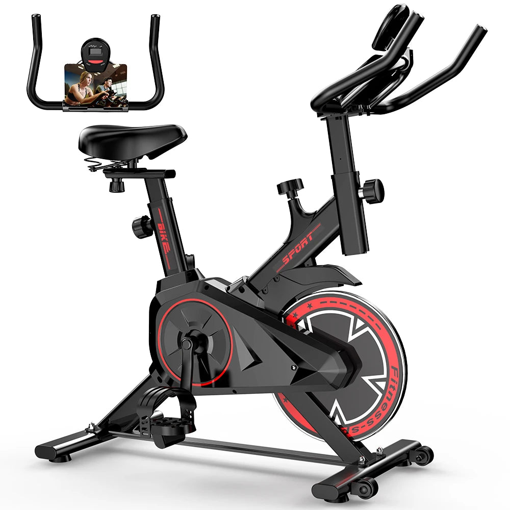 Indoor Exercise Bike 4kg Flywheel Quiet Belt Drive Spin Bike with Adjustable Resistance & LCD Display for Home Cardio Training
