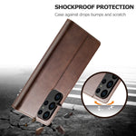 Leather Case for Samsung Galaxy S23 S24 S25 FE Ultra Plus Edge A07 A17 A35 A55 A06 A16 A26 A36 A56 5G Flip Wallet Card Holder