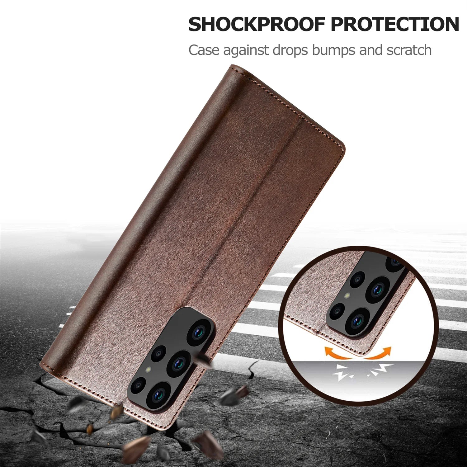 Leather Case for Samsung Galaxy S23 S24 S25 FE Ultra Plus Edge A07 A17 A35 A55 A06 A16 A26 A36 A56 5G Flip Wallet Card Holder