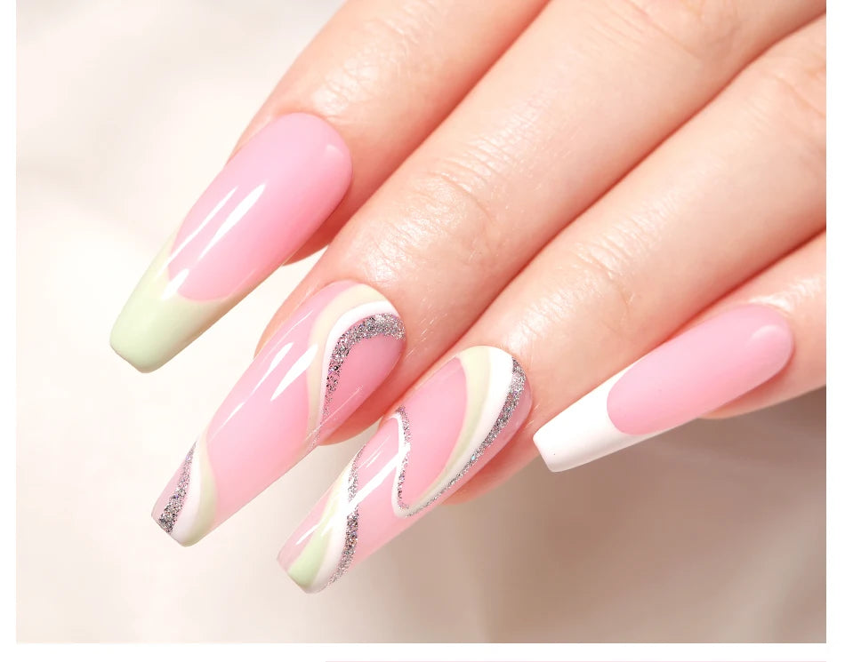 BORN PRETTY 30ml Glitter Pink Hard Jelly Nail Extension Gel Nail Polish Milky White Clear Color Soak Off UV Construction Gel