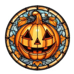 2D Halloween pumpkin circular acrylic sign, suitable for windows, porches, classrooms, courtyards, Halloween decorations, gifts