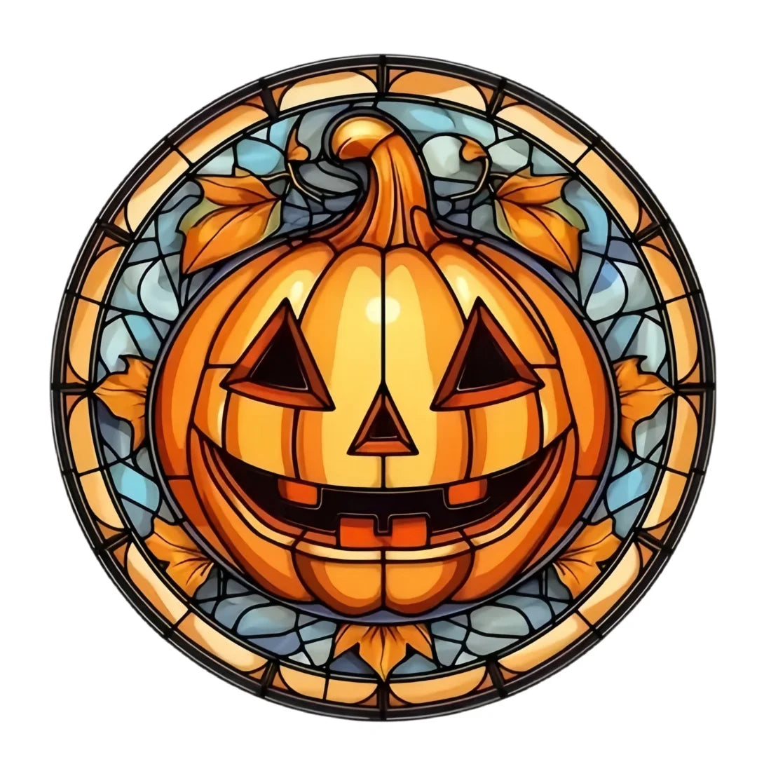 2D Halloween pumpkin circular acrylic sign, suitable for windows, porches, classrooms, courtyards, Halloween decorations, gifts