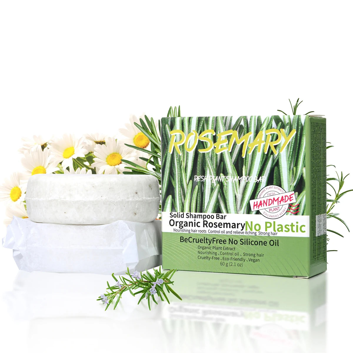 Natuurlijke rozemarijn shampoozeep 60g – Handgemaakte anti-roos en oliecontrole