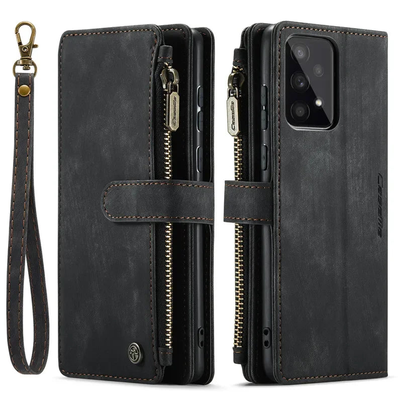 Business Flip Leather Case For Samsung Galaxy A56 A36 A16 A55 A35 A25 A15 A54 A34 A14 A53 A33 A13 A52 Zipper Wallet Card Cover