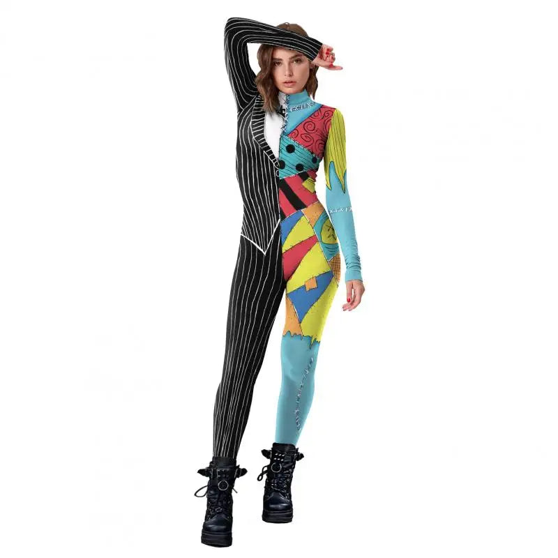 Halloween Sally Suit Cosplay Costume Anime Movie Bodysuit Spandex Jumpsuit Party Carnival Leggings Day of The Dead Zentai Set