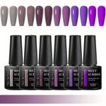 MEET ACROSS 6Pcs Gel Nail Polish Set Pink Red Green Macaron Color Manicure Kit For Nails UV Gel Nail Art Varnish Nail Supplies