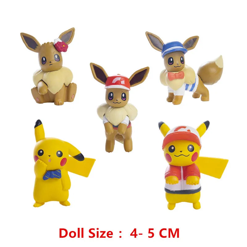 Pokemon Cartoons Anime Figures Toys Snorlax Pikachu Eevee Pocket Monster Figure Doll Model Kids Birthday Gift Bulk Buy Lot