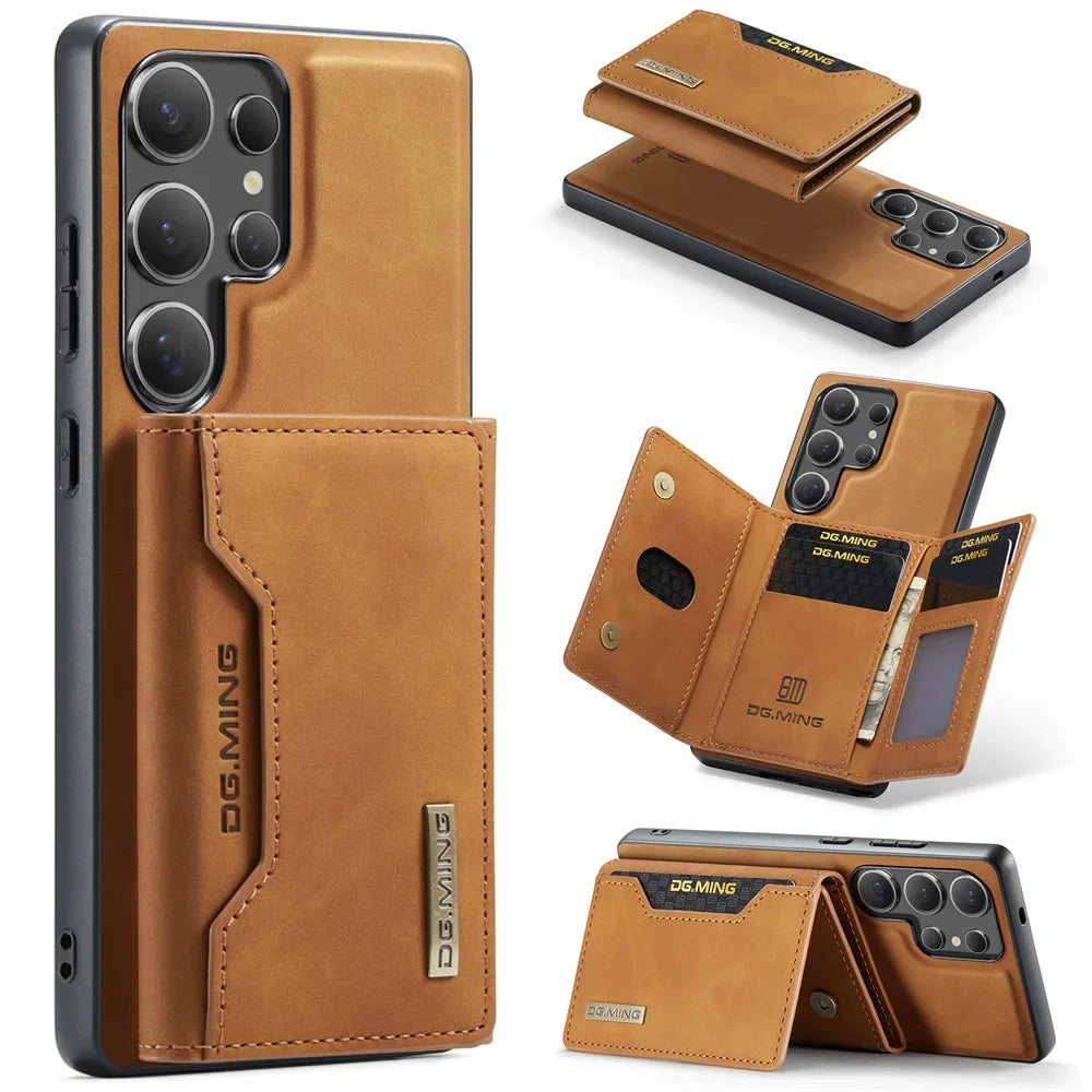 2 In 1 Case For Samsung Galaxy S25 S24 S23 S22 Ultra FE Note 20 A56 A36 A55 5G Wallet Magnetic Leather Card Holder Pocket Cover