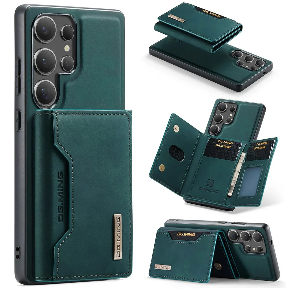 2 In 1 Case For Samsung Galaxy S25 S24 S23 S22 Ultra FE Note 20 A56 A36 A55 5G Wallet Magnetic Leather Card Holder Pocket Cover