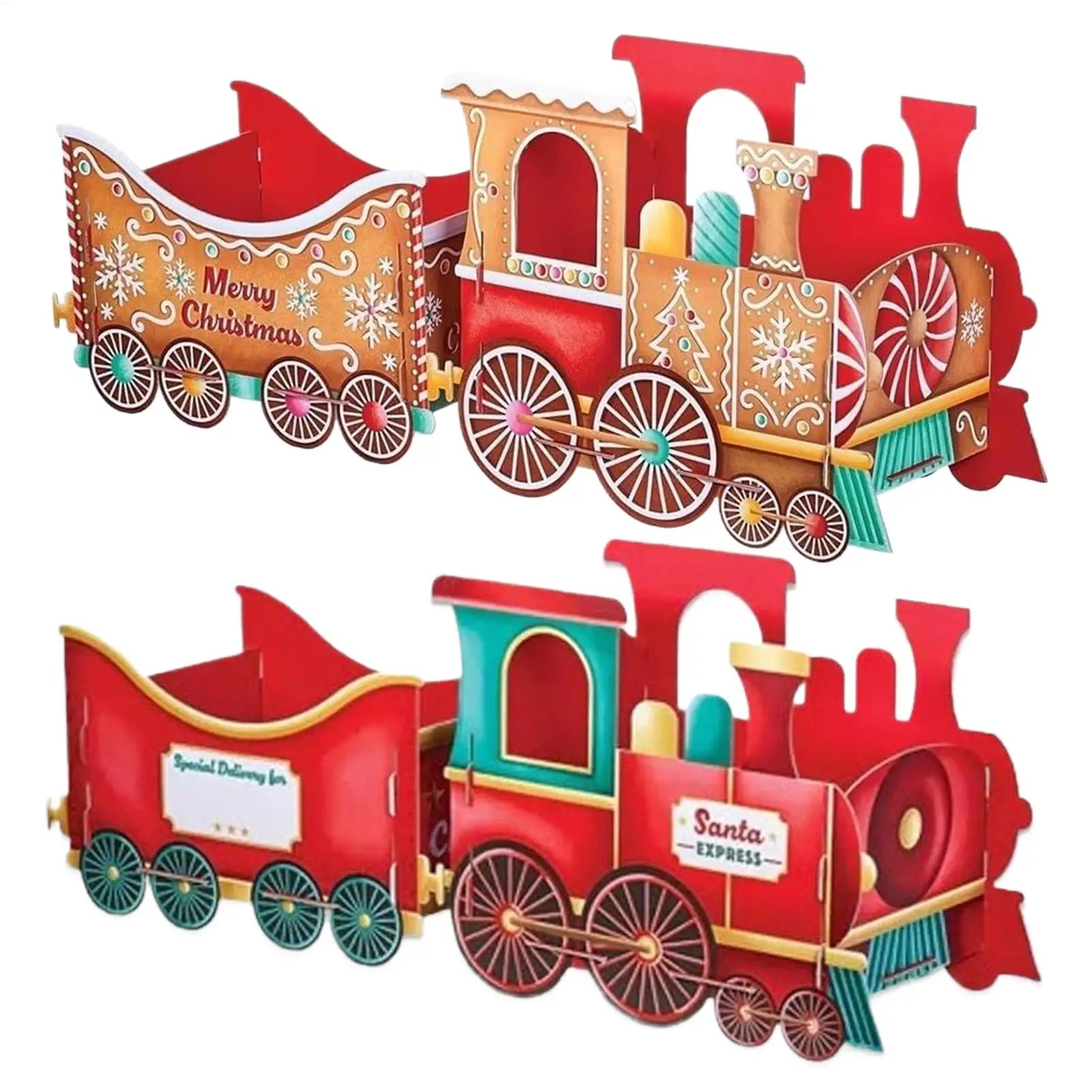 Santa Train Box  Christmas Gift Train Decoration Festive Christmas Train Santa Gingerbread Gift Boxes For Presents Candy