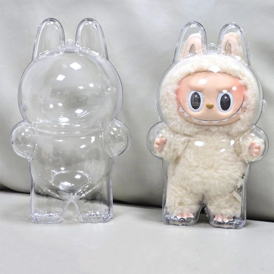 New 17cm LABUBU Clear Macaron Case, Dust Case, Housings, Popmart Bubble Mart Doll Accessories, Doll Accessories, Christmas Gifts