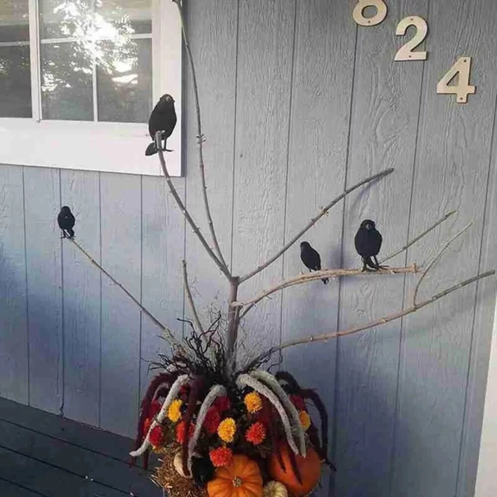 6-18Pcs Halloween Crow Decors Fake Crow Decors Artificial Crows Black Feather Crows Lifelike Ravens Halloween Party Decoration