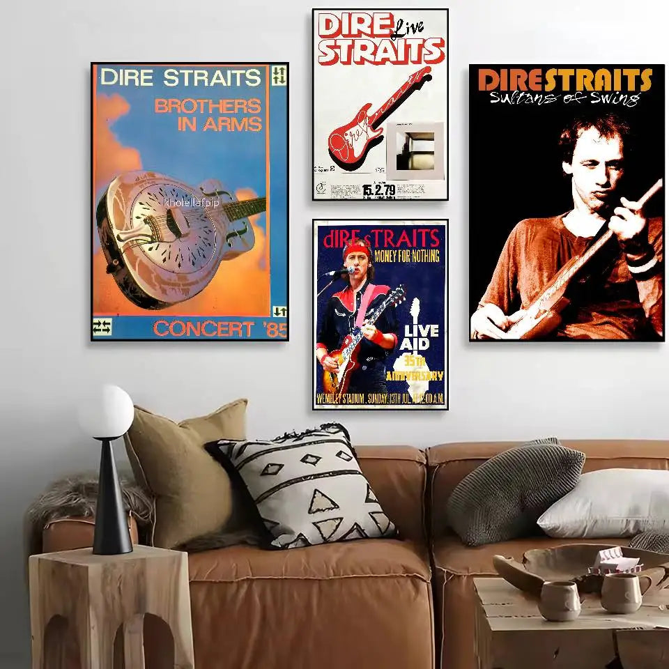 Singer D-Dire S-Straits Rock Band Poster Waterproof HD Art Wall Decal Self-Adhesive Print. Aesthetic Home Room Decor for Living