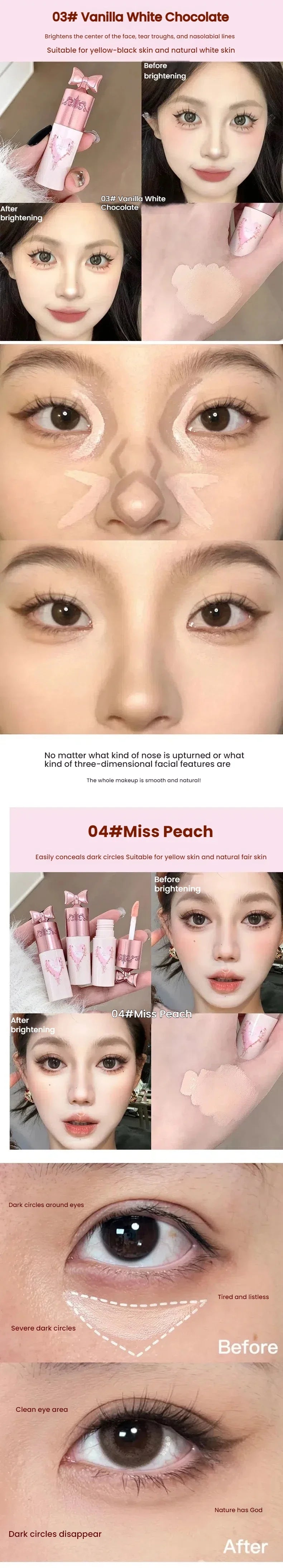 Brightening Highgloss Liquid Concealer Stick Hydrates Lasting Full Coverage Concealer Makeup Concealing Lip Groove Dark Circle