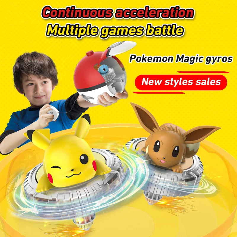Pokemon Figures Beyblade Top Gyroscope Toys Pikachu Charmander Squirtle Mewtwo Eevee PVC Models Pokeball Gift For Kids