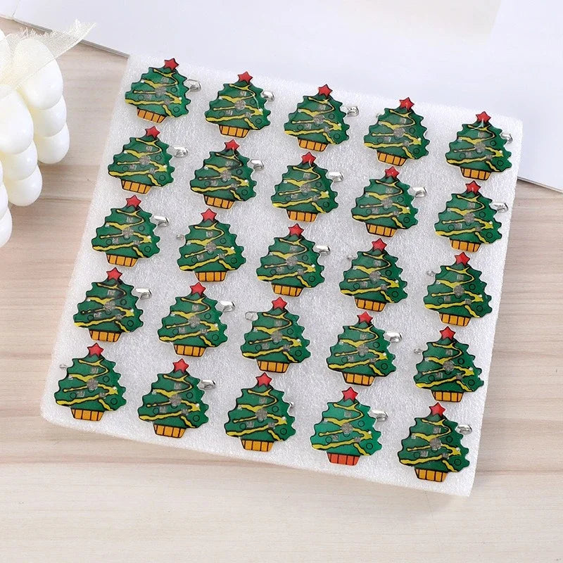 50pcs Flashing Christmas Brooch Pins Light Up Cartoon Badge Gift Stocking Xmas Holiday Party Supplies Costume Accessories