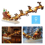 Christmas Santa Claus Sleigh and Reindeer Figurine with LED Lights Holiday Ornament Xmas Home Tabletop Decoration Gift
