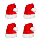 Fluffy Red Santa Hats Set with Plush Brim and Liner for Adults Men Women - Christmas, New Year Party Supplies & Gifts