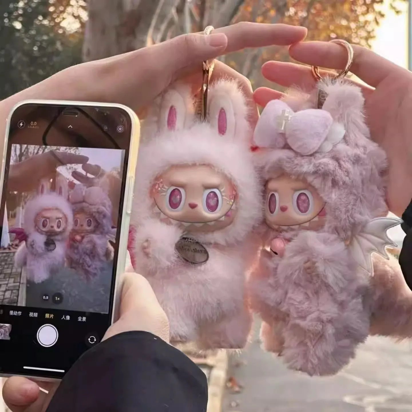 Doll Clothes  For Labubu Little Angel Pink Rabbit Plush Baby Clothes Cute And Fashionable Angel Cotton Doll Clothing Doll Sets