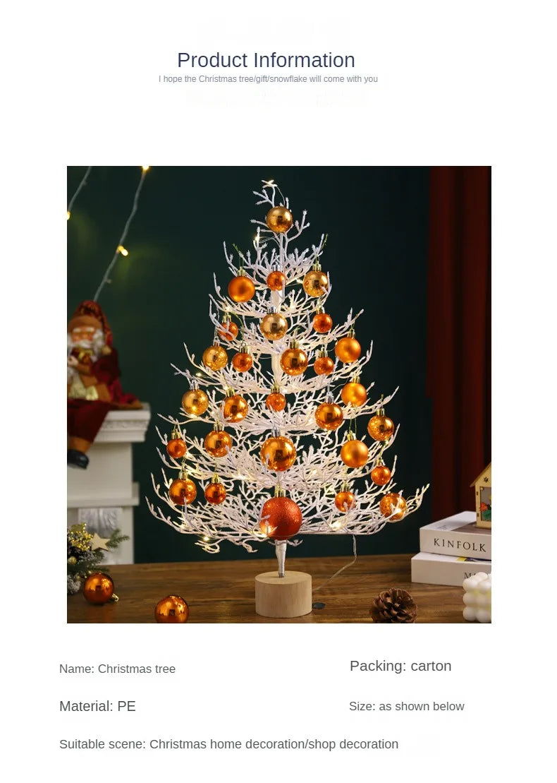 Christmas party decorations Christmas tree desktop decorations Christmas decorations simulation tree white decorative balls