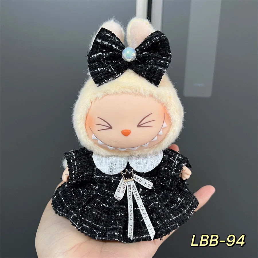Cute Mini Plush Doll Clothes for 17cm Labubu Many Kinds of Overalls Clothes Accessories