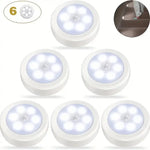 1/3pcs 6 LED Motion Sensor Night Light Wireless Wall Puck Lamp for Closet, Under Cabinet, Stair, Step, Hallway