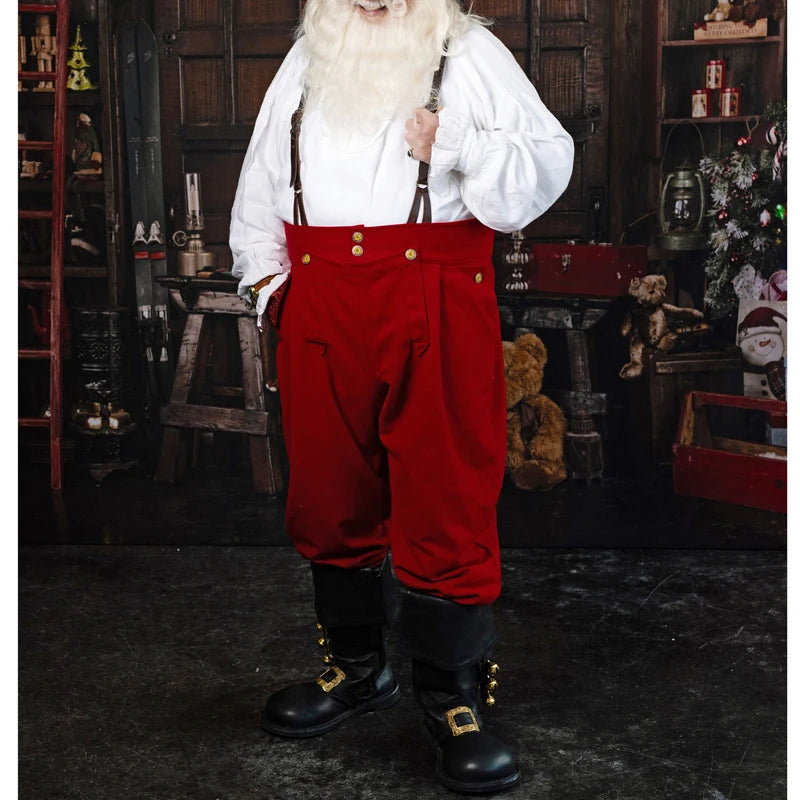 Adult Santa Claus Costume Suspender Jumpsuit Festival Fancy Dress Cosplay Clothing