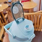 2l/900ml Water Bottle Liter Stay Hydrated Motivated Leakproof Plastic Sport Bottle Reminder Times Sports Outdoor Fitness Office