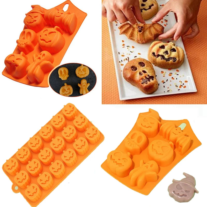 Pumpkin Halloween Silicone Mold for Cake Biscuit Candy Baking Skull Bat Spider Trick Or Treat kid Children Halloween Party Decor