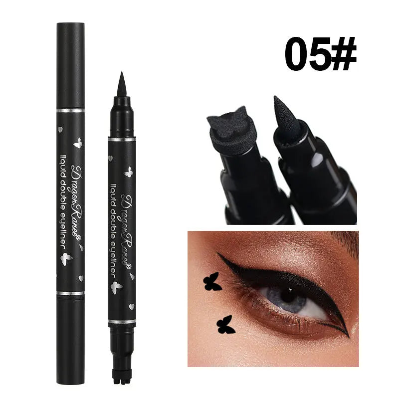 Dragon Ranee Double head Star Seal Eyeliner waterproof non-smudging novice heart plum embellished eye tail eyeliner