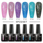 MEET ACROSS 6Pcs Gel Nail Polish Set Pink Red Green Macaron Color Manicure Kit For Nails UV Gel Nail Art Varnish Nail Supplies