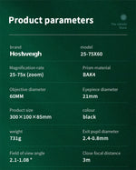 25-75x60 HD Spotting Scope Powerful Monocular Zoom Telescope Prism Waterproof for Birdwatching Target Shooting Camping