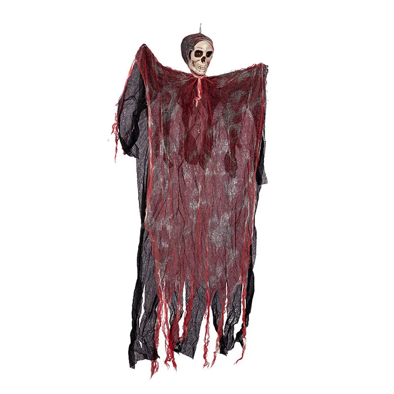 1Set Halloween Decorative Hanging Ghost Skull Skeleton Gauze Haunted Home Party Horror Props Hanger House Yard Party Hanging