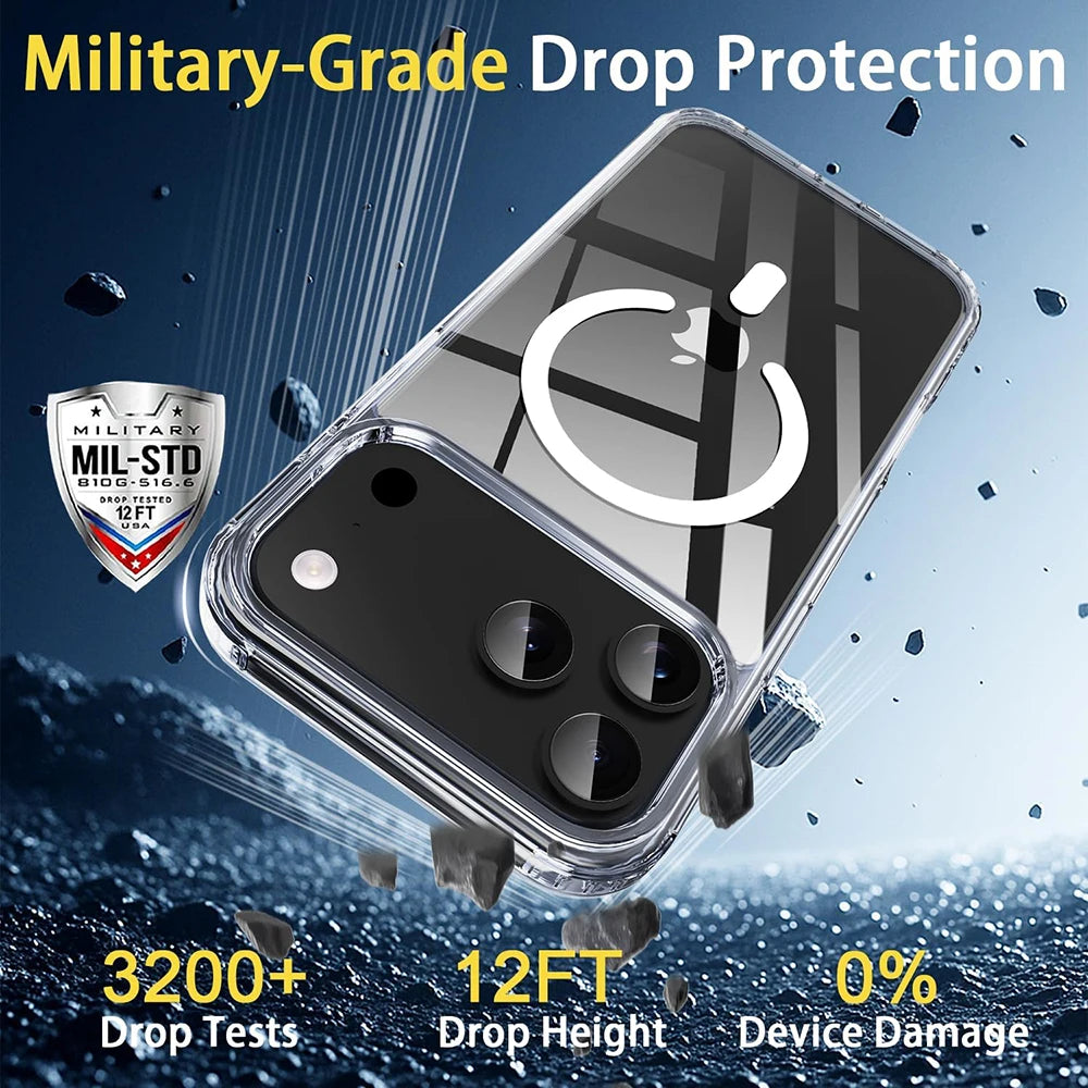 Magnetic Magsafe Wireless Charging Case For iPhone 17 Pro Max iPhone17 Air Clear Hybrid Hard Cover Soft Shell For iPhone17ProMax