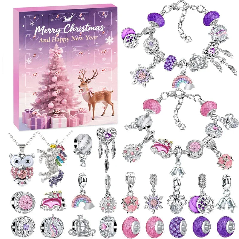 2026-Christmas Advent Calendar DIY Bracelet Accessories Pendant Blind Box Christmas Decorations Gift New Year's Eve Decorations