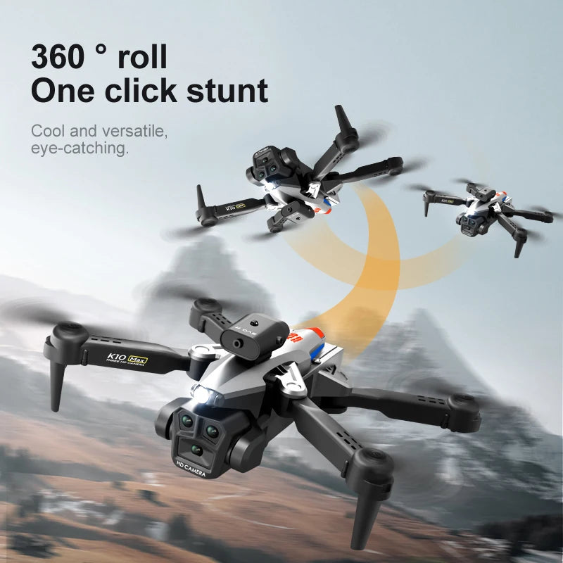 K10 Max RC Drone HD 4K Plane 3 Camera Helicopter Obstacle Avoidance Wifi FPV Quadcopter Optical Flow Aircraft Helicopter Kid Toy