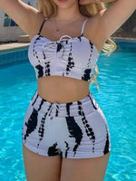 2025 High Waist Drawstring Front Bikini Set – Women's Swimsuit Swimwear Beachwear