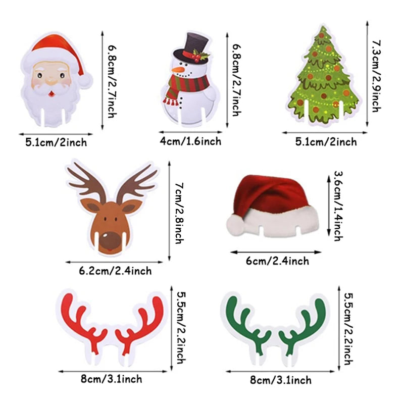 10pcs Santa Claus Snowman Tree Wine Glass 2024 Merry Christmas Decorations For Home Table Place Cards Xmas Gift New Year Party